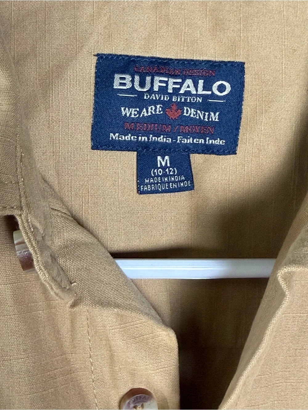 Buffalo David Bitton Boys Tan Button Down Utility Military Style Shirt - M